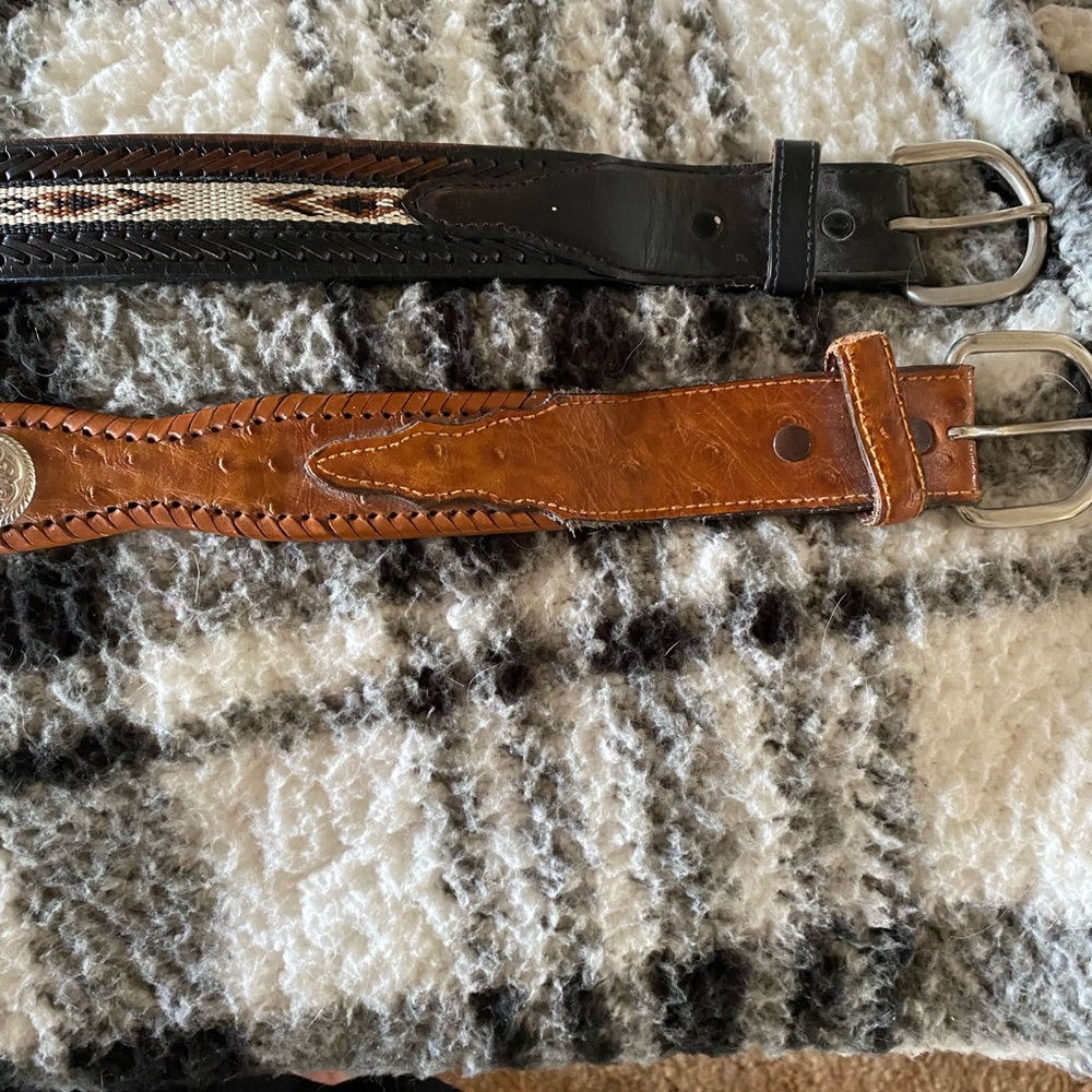 2 mens leather western belts
